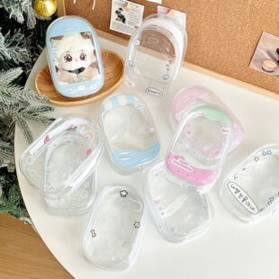 10cm遛娃包棉花娃卡通小图案13cm14cm娃包pvc收纳防尘包透明娃包