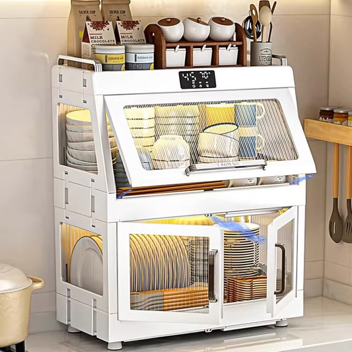 德国消毒碗架烘干碗碟收纳架家用碗筷餐具碗盘双层沥水小型碗柜