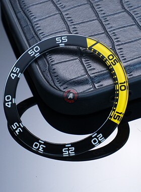 奥伯恩适用万国表海洋时计蓝宝石圈口刻度圈夜光表圈配件黑黄色