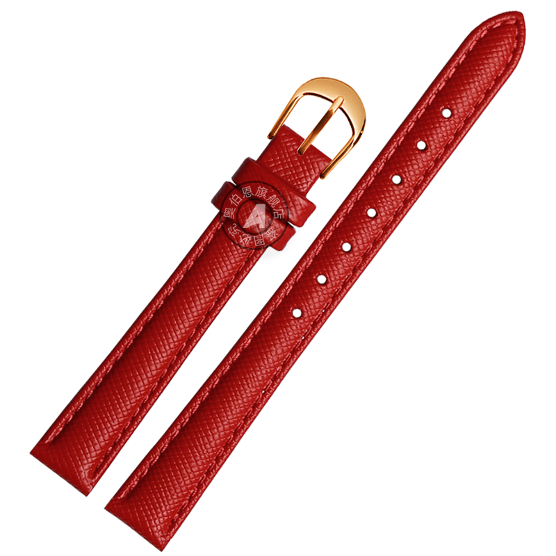 女款牛皮表带适配卡西欧fossil阿玛尼菱纹格纹学生表带10 12 14mm