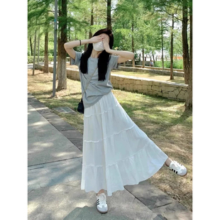 夏季 小个子奶系穿搭灰色短袖 t恤半身裙减龄甜美俏皮活泼两件套装