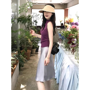 紫色上衣女 2025新款 夏季 高级感特别漂亮轻熟小众不撞款 无袖