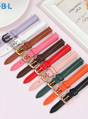 适配FOSSIL化石真皮手表带男女ES4502蓝色牛皮带12 14 16 20 22mm