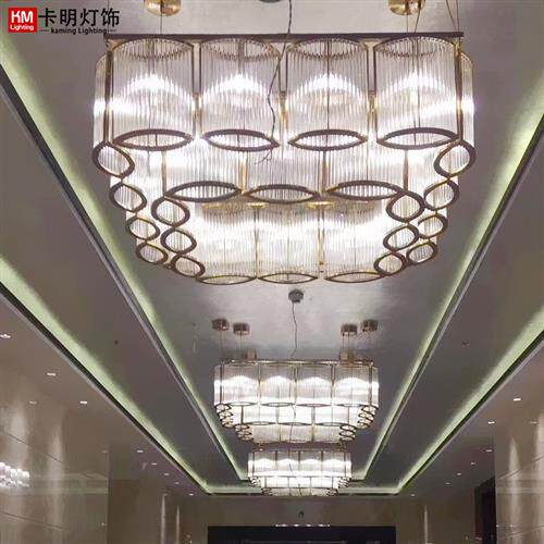大型酒店宴会厅大堂非标工程水晶吊灯定制圆形会所客厅灯异形灯具