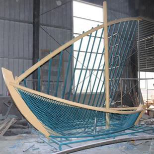 大型不锈钢流水船雕塑定制户外营销中心仿真镜面诗人金属小船景观