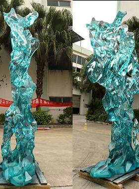 酒店大堂进口透明树脂太湖石雕塑落地假山摆件抽象琉璃艺术品定制