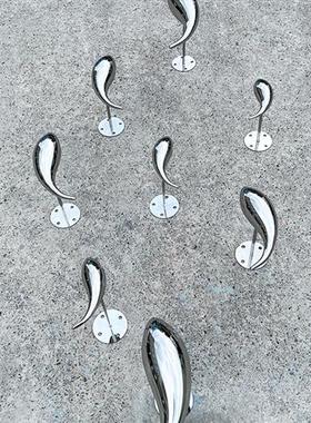 镜面不锈钢小鱼摆件售楼处庭院水池景观装饰群艺术品挂墙户外雕塑