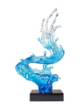 酒店轻奢透明树脂水浪花摆件家居装饰品玄关客厅电视柜艺术雕塑