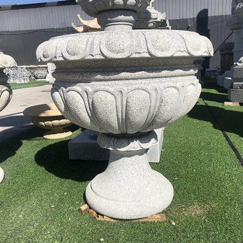 大型石雕芝麻白花钵花石花盆摆件户外庭院别墅家用欧式厂家定制