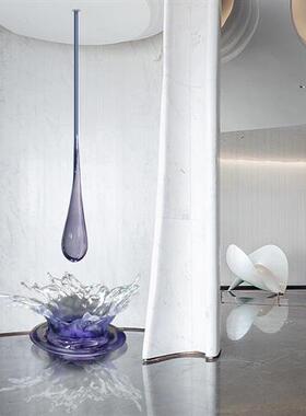 大型透明水滴雕塑吊饰酒店客厅玄关树脂水花摆件装饰工艺术品挂件