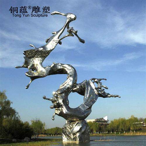 不锈钢雕塑定制镜面不锈钢雕塑园林景观雕塑水景圆环雕塑定制厂家