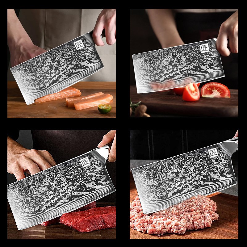 匠牌大马士革钢刀切片p切菜刀家用主厨师专用超快锋利专业厨房刀