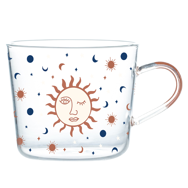西比尔 星空大容量带刻度t玻璃杯家用牛奶杯高硼硅耐冷热水杯泡茶