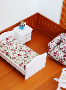 仿真卧室模型木质简约手工摆件