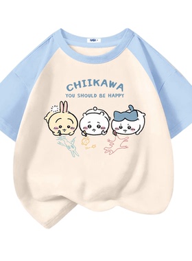 美式复古chikawa短袖t恤女2025新款夏季宽松纯棉插肩袖上衣ins潮