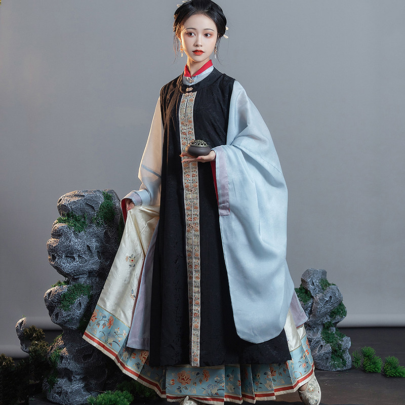 青渊原创汉服晚明制立领长衫妆花马面裙对襟圆领对襟比甲春秋玉锦