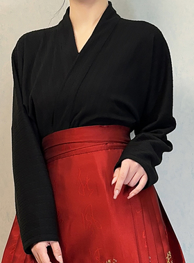 青渊汉服【朝夕】日常交领飞机袖针织上衣百搭马面裙内搭通勤秋冬