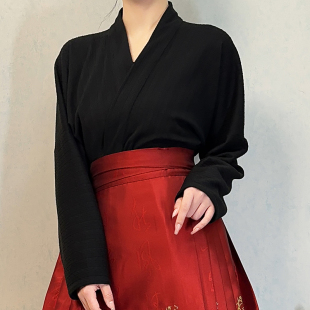 青渊汉服【朝夕】日常交领飞机袖针织上衣百搭马面裙内搭通勤秋冬