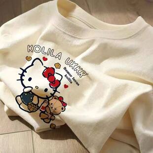 A类纯棉女童短袖t恤2026新款卡通洋气中大童儿童宝宝夏款半袖上衣