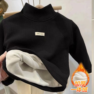 秋冬装德绒打底衫保暖儿童装宝宝半高领男童女童加绒加厚长袖T恤