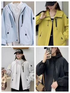 彩色系连帽短款冲锋衣外套女2025春新款时尚洋气宽松百搭工装夹克