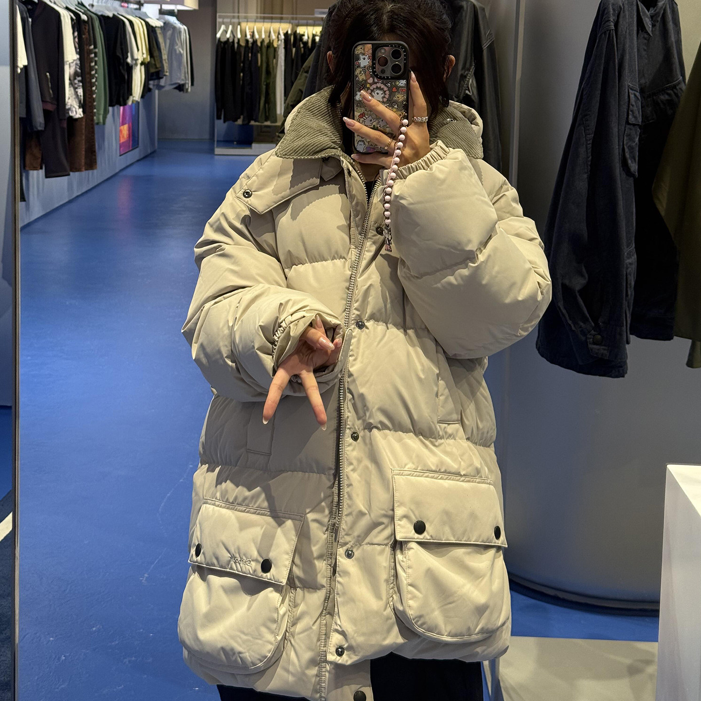 OSDownBeaufort格纹连帽羽绒服