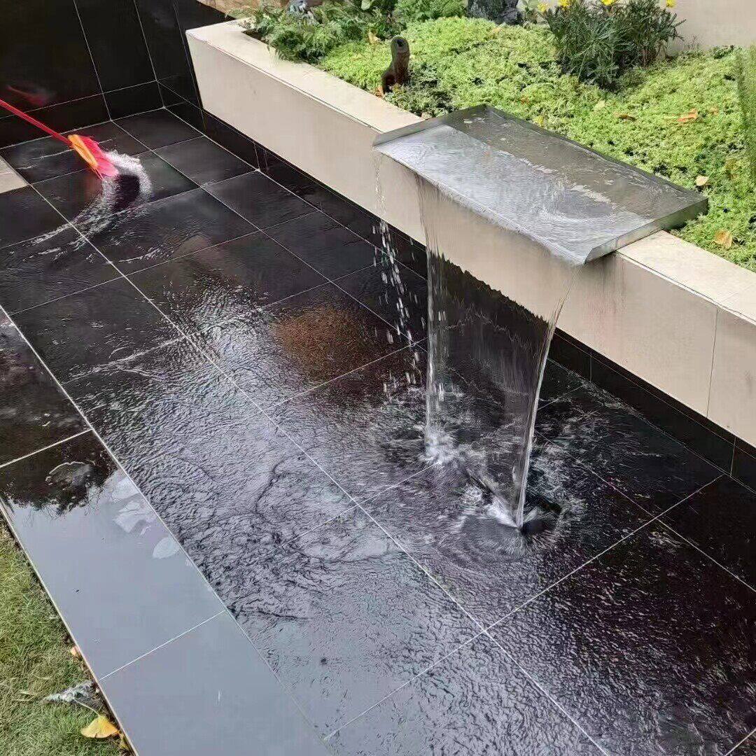 生态地铺石PC砖石英砖中国黑园林景观幕墙干挂600*1200*18水景砖