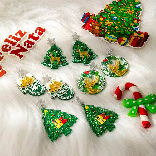 Deer Christmas Tree Snowflake Pentagram Smooth Earnail Femal
