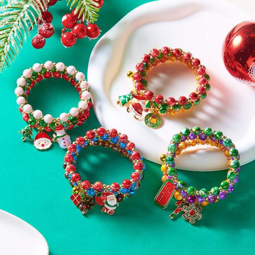 3pcs Christmas-themed Claus bead-stringing bracelet for wome