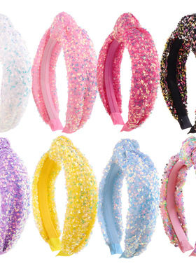 Women's colorful sequin hairpin sweet knot headband