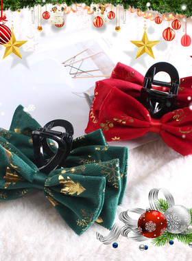 Christmas headpiece clip, hot stamping bow, Christmas hair