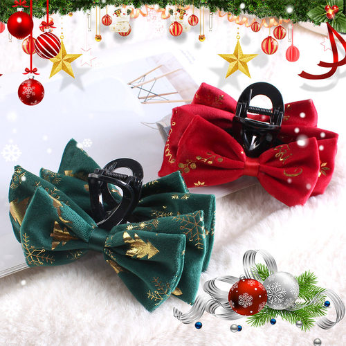 Christmas headpiece clip, hot stamping bow, Christmas hair