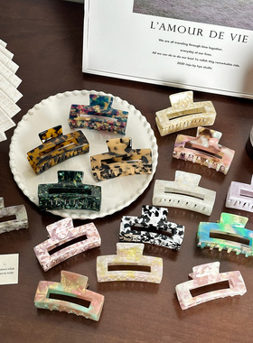 Ins large acetic acid hair claw large tortoiseshell clip gif