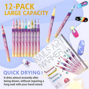 12-color nail art markers set for DIY nail art and painting