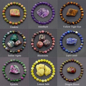 TEMU Purple Crystal Tiger Eye Elastic Bracelet Rose Stone WI