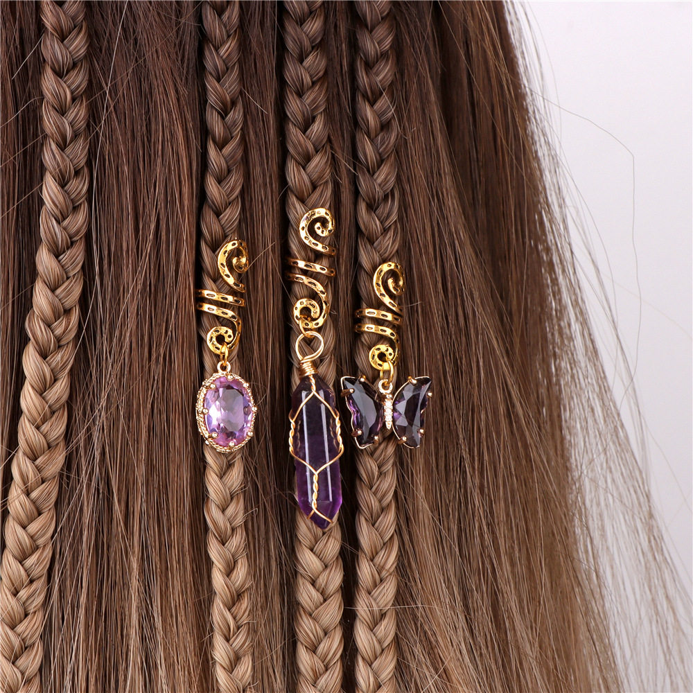 Green Crystal Butterfly Hexagonal Prism Shape Hair Clip 3pcs