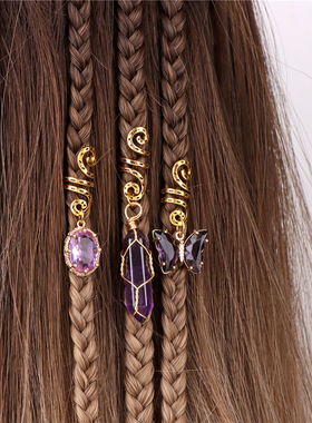 Green Crystal Butterfly Hexagonal Prism Shape Hair Clip 3pcs