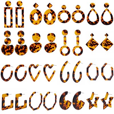 Vintage Leopard Acrylic Resin Dangle Earrings For Women Girl