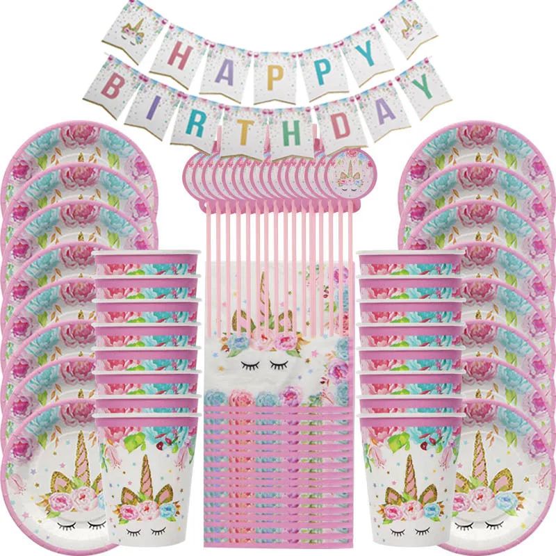 re Set Plate/Cup/Tablecloth/Banner Baby Shower Birthday Deco