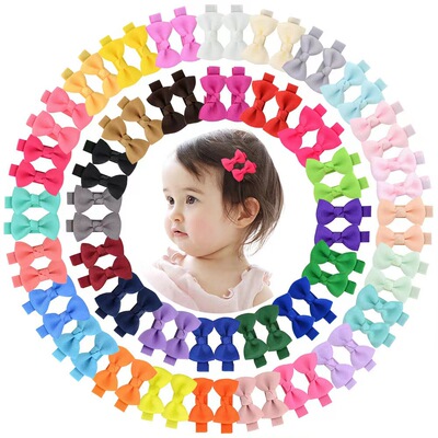 1.2 Inches Solid Colors Mini Hair Bows With Clip For Kids
