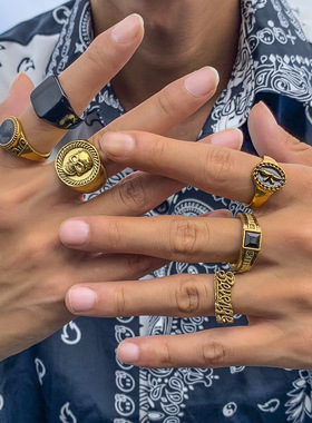 Geometric Crystal 6-piece ring Alloy Vintage Ring man