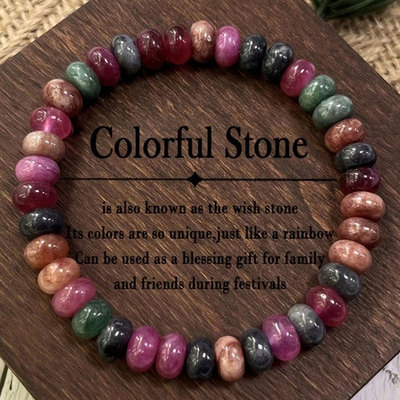 Handmade Multicolor Tourmaline Bracelet Natural Rainbow