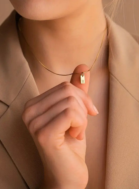 26 English letter square brand pendant for women 14K gold