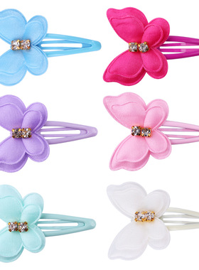 6pcs Children's summer butterfly hair clip, rhinestone drip