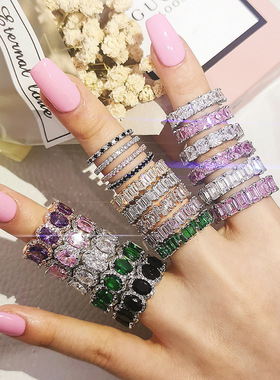 Zircon full diamond plain ring with a niche feel, handmade