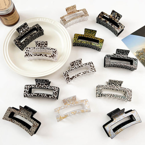 Leopard print shark clip square hollow grip clip