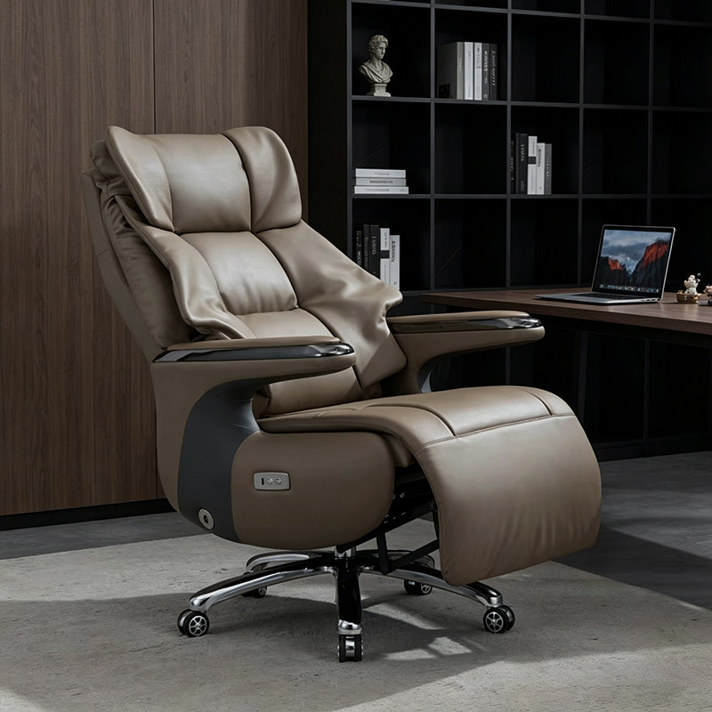 电动按摩老板椅办公室座椅真皮可躺舒适电脑商务家用智能大班椅子