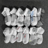 男女士白色毛巾底运动袜外贸库存微瑕疵清仓处理袜子 包邮 15元 10双