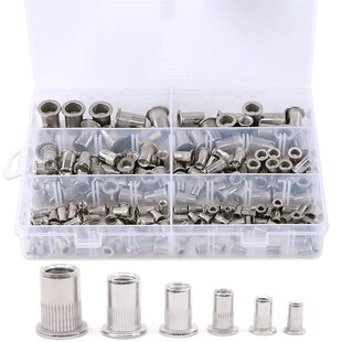 180pcs盒装 M10平头螺纹铆螺母 04不锈钢拉铆螺母M