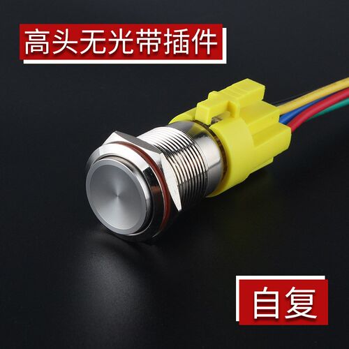 19mm 金属按钮防水电气改装启动开关平高头点动自锁/自复一闭